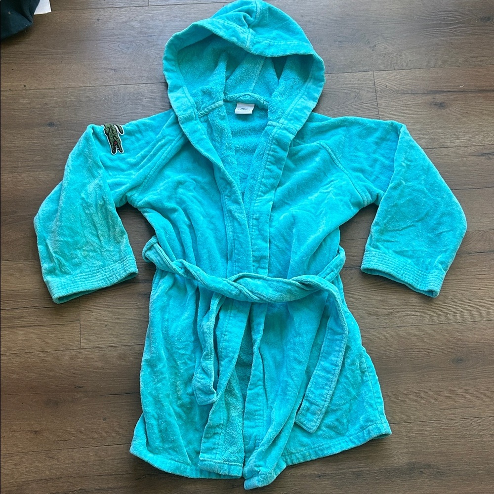 Lacoste  Hooded bath Robe - Bright Aqua Blue !! Small